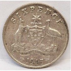 AUSTRALIA 1945 . SIXPENCE AUSTRALIA 1945 . SIXPENCE